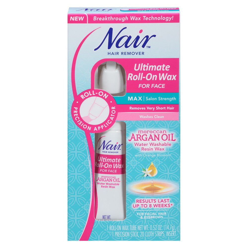 Nair Hair Remover Ultimate Moroccan Argan Oil Roll-On Wax For Face - 0.5Oz